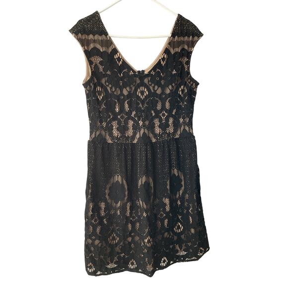 Madison Leigh Size 12 Black & Tan Lace Dress - Picture 1 of 5